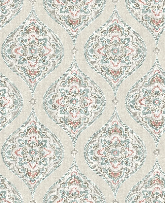 Adele Teal Damask Wallpaper