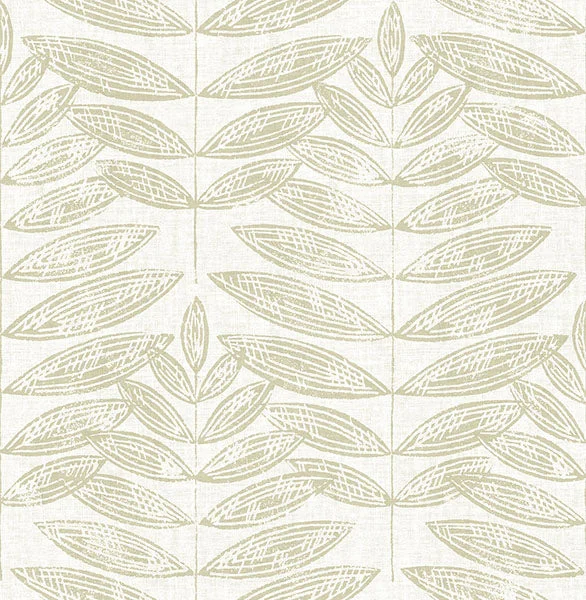 Akira Taupe Leaf Wallpaper