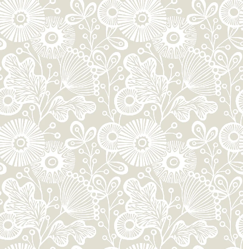 Ana Taupe Floral Wallpaper