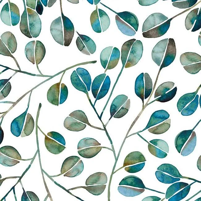 Cat Coquillette Eucalyptus Peel & Stick Wallpaper in Teal