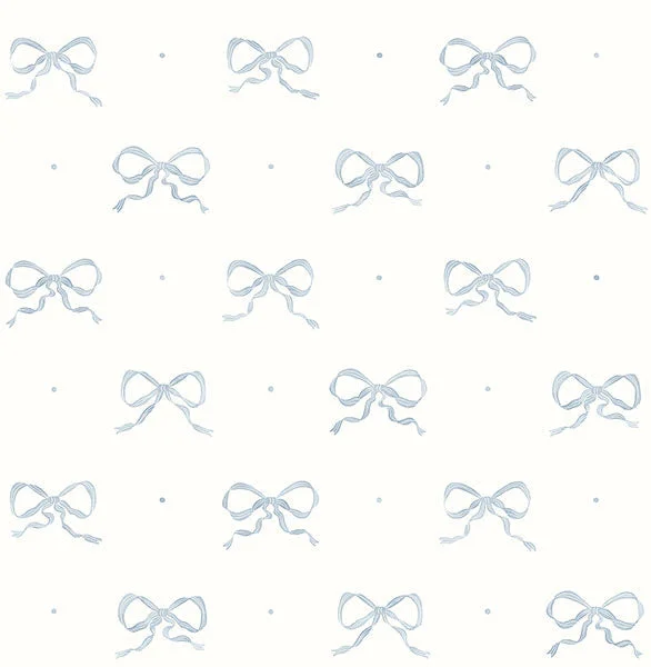 Emma Blue Heather Large Bow Wallpaper