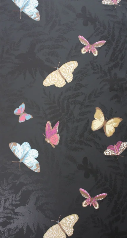 Farfalla Wallpaper in Black Background With Brilliantly Coloured Butterflies from the Lombardia Collection