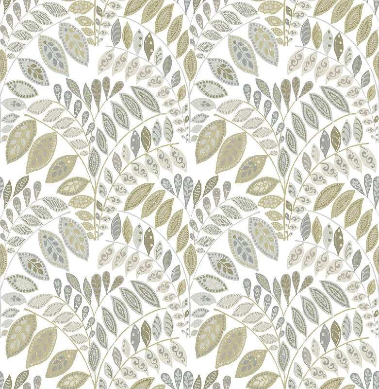 Fiddlehead Grey Botanical Wallpaper