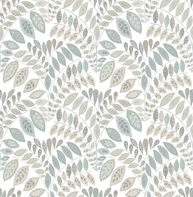 Fiddlehead Light Grey Botanical Wallpaper