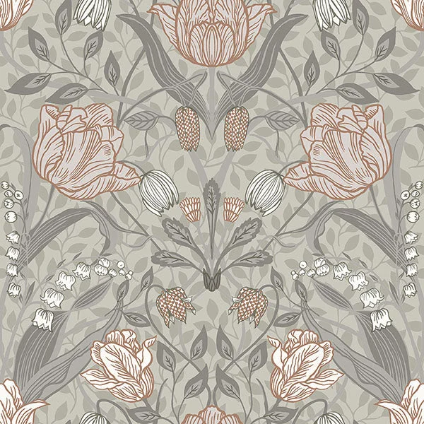 Filippa Annelie Grey Tulip Wallpaper