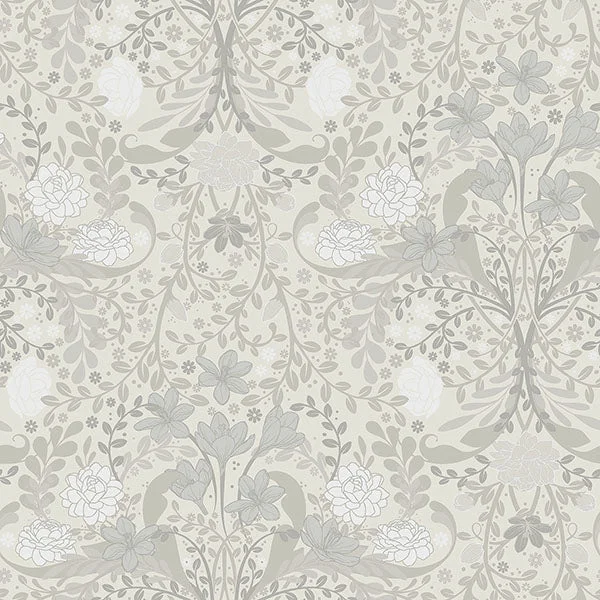 Froso Light Grey Garden Damask Wallpaper