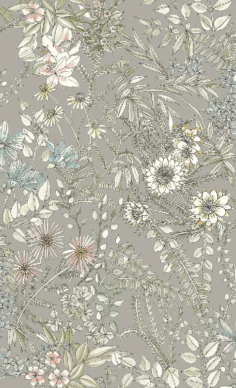 Full Bloom Beige Floral Wallpaper