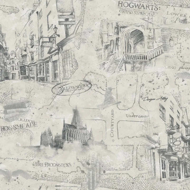 Harry Potter Map Peel & Stick Wallpaper in Taupe