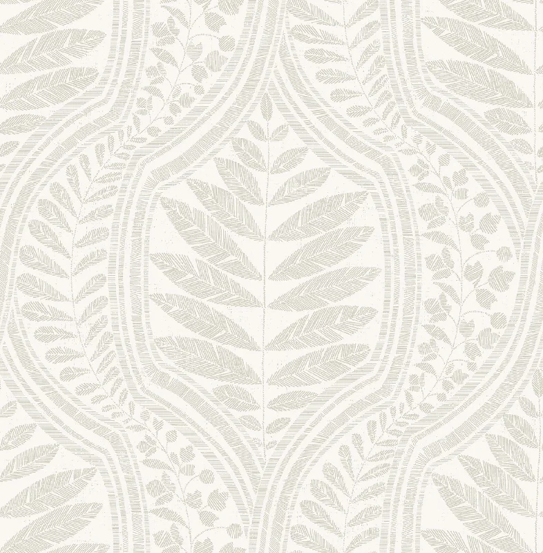 Juno Ogee Wallpaper in Beige from the Scott Living Collection