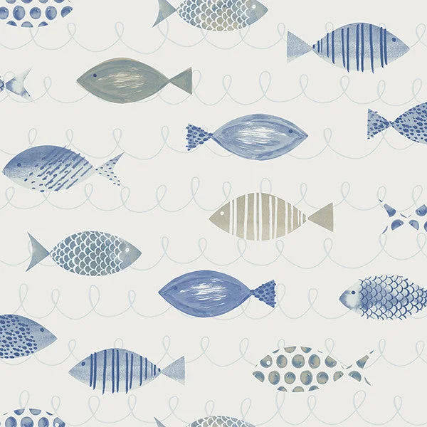 Key West Blue Fish Wallpaper from the Seaside Living Collection