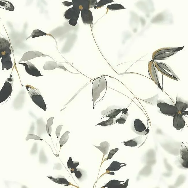 Linden Flower Peel & Stick Wallpaper in Black