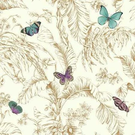 Papillon Wallpaper in Gold and White