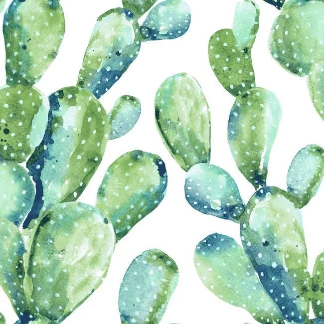 Prickly Pear Cactus Peel & Stick Wallpaper in Blue