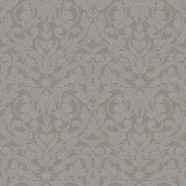 Rosali Grey Scroll Damask Wallpaper