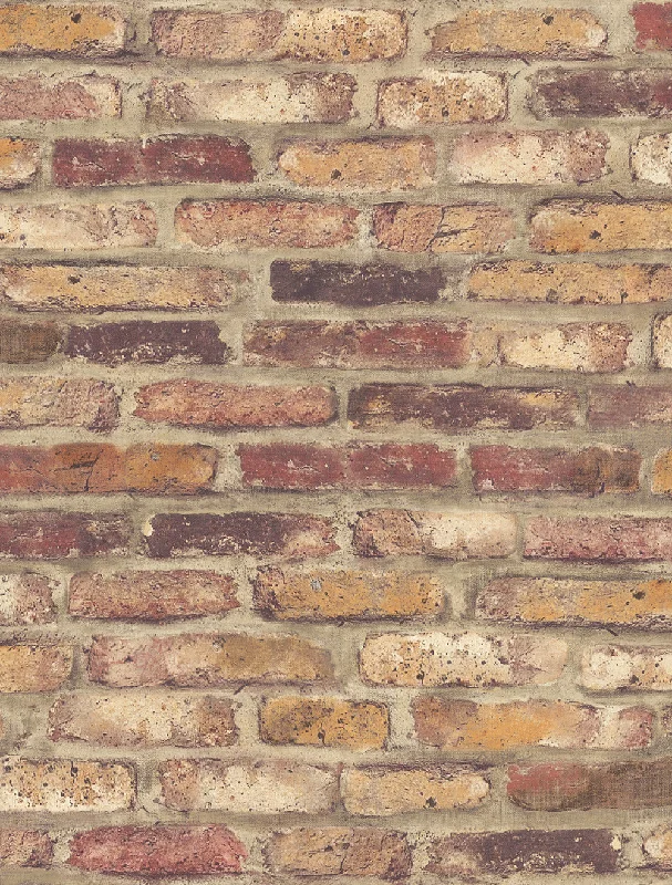 Rustic Faux Brick Peel-and-Stick Wallpaper in Red