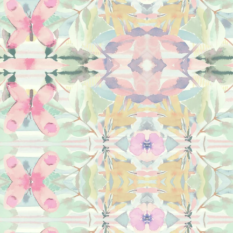 Synchronized Floral Peel & Stick Wallpaper in Pink