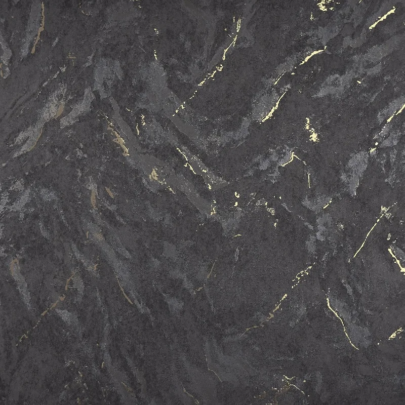 Titania Marble Texture Wallpaper in Black from the Polished Collection