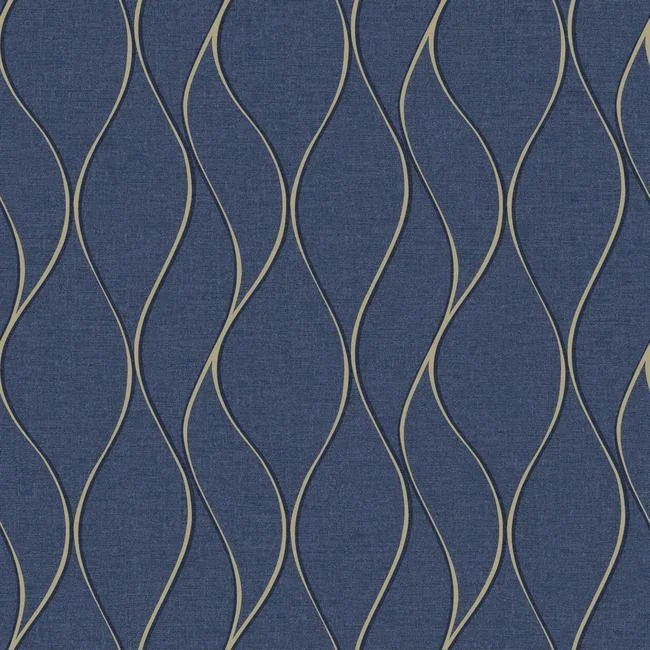 Wave Ogee Peel & Stick Wallpaper in Navy