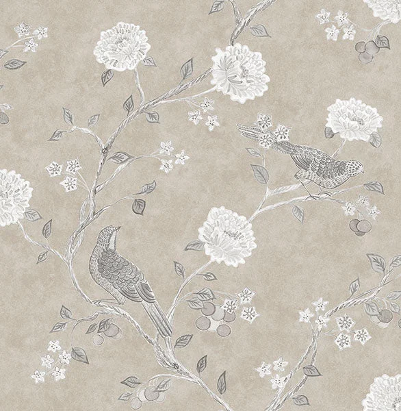 Wellesley Taupe Chinoiserie Wallpaper