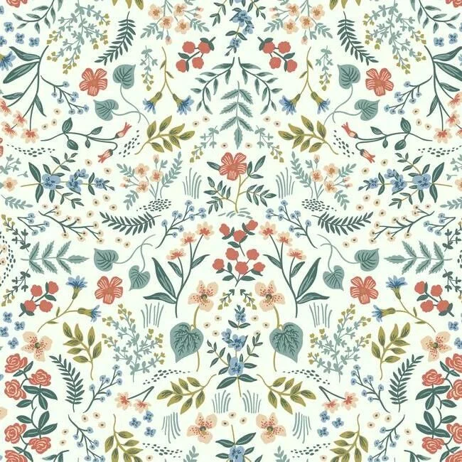 Wildwood Wallpaper in Beige and Coral from the Rifle Paper Co. Collection